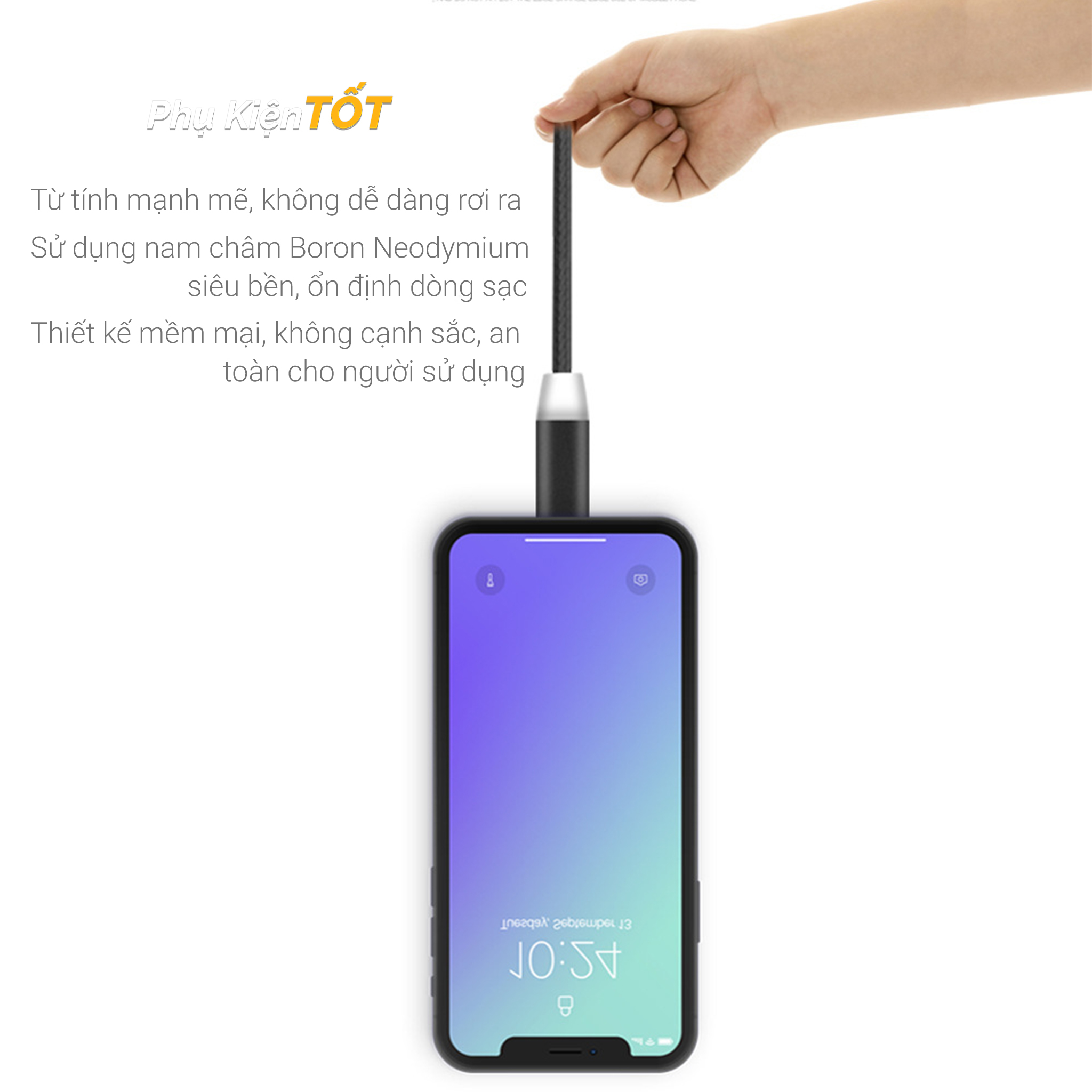 [HCM][Full Bộ] Cáp Sạc Nam Châm Từ Tính 3 trong 1 Dành Cho  Iphone Android Micro USB Type C Xoay 360 Độ