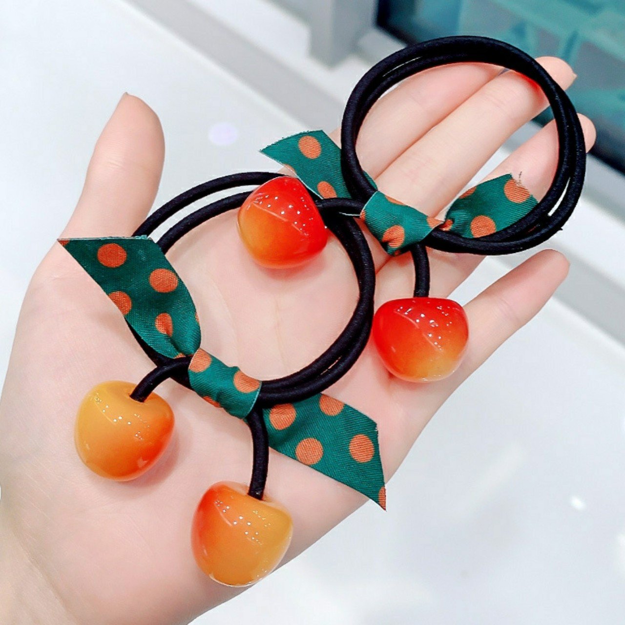 BỘ 02 THUN CỘT TÓC CHERRY XINH XẮN