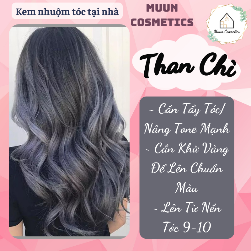 Thuốc Nhuộm Tóc Than Chì (Tặng Kèm Oxy Trợ Nhuộm và Chụp Tóc, Bao Tay)