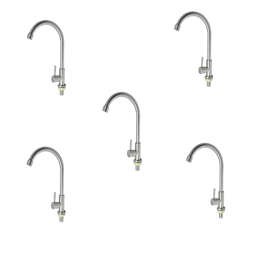 Combo 5 vòi rửa chén bát lạnh inox 304 quay 360 độ dùng cho 2 hộc chậuvòi rửa chén bát xả lạnh cắm chậu - inox 304 nguyên khối xoay 360 độ vòi rửa chén lạnh inox sus304vòi rửa bát lạnh inox sus 304 - vòi rửa chén ống 18