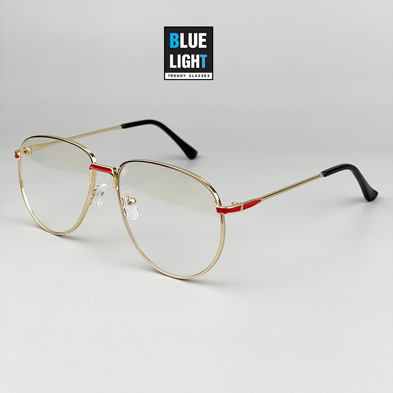 Gọng Kính Cận, Kính Giả Cận Nam Nữ, Mắt Phi Công Gọng Vàng Cứng Cáp Hàn Quốc - BLUE LIGHT