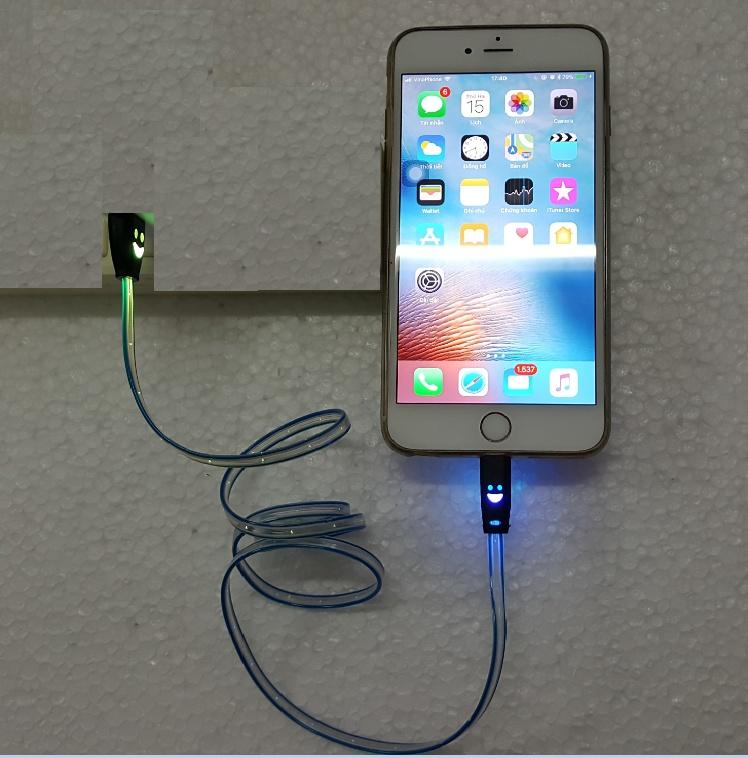 Cáp sạc dạ quang cho iPhone iPad iPod có đèn LED hình mặt cười