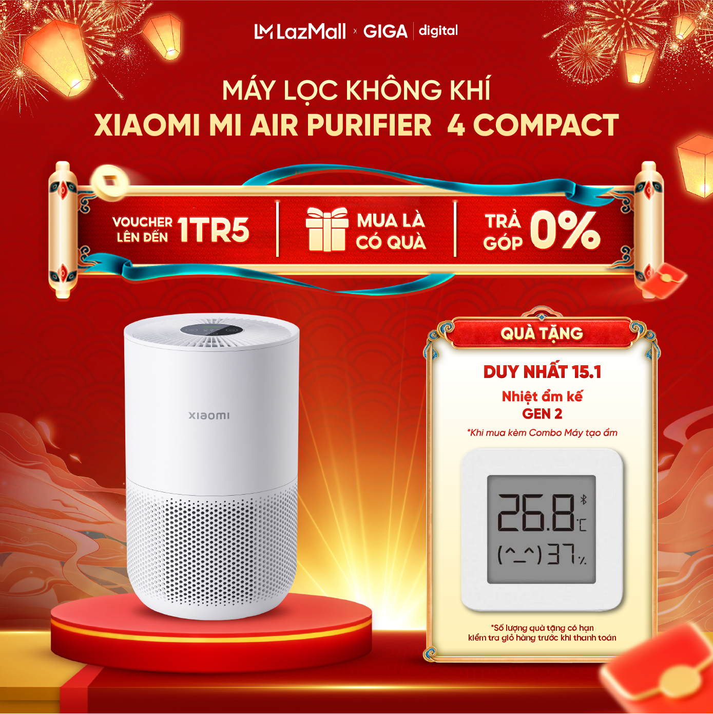 Máy lọc không khí Xiaomi Mi Air Purifier 4 Compact chính hãng - Máy lọc không khí mini - Máy lọc không khí phòng nhỏ