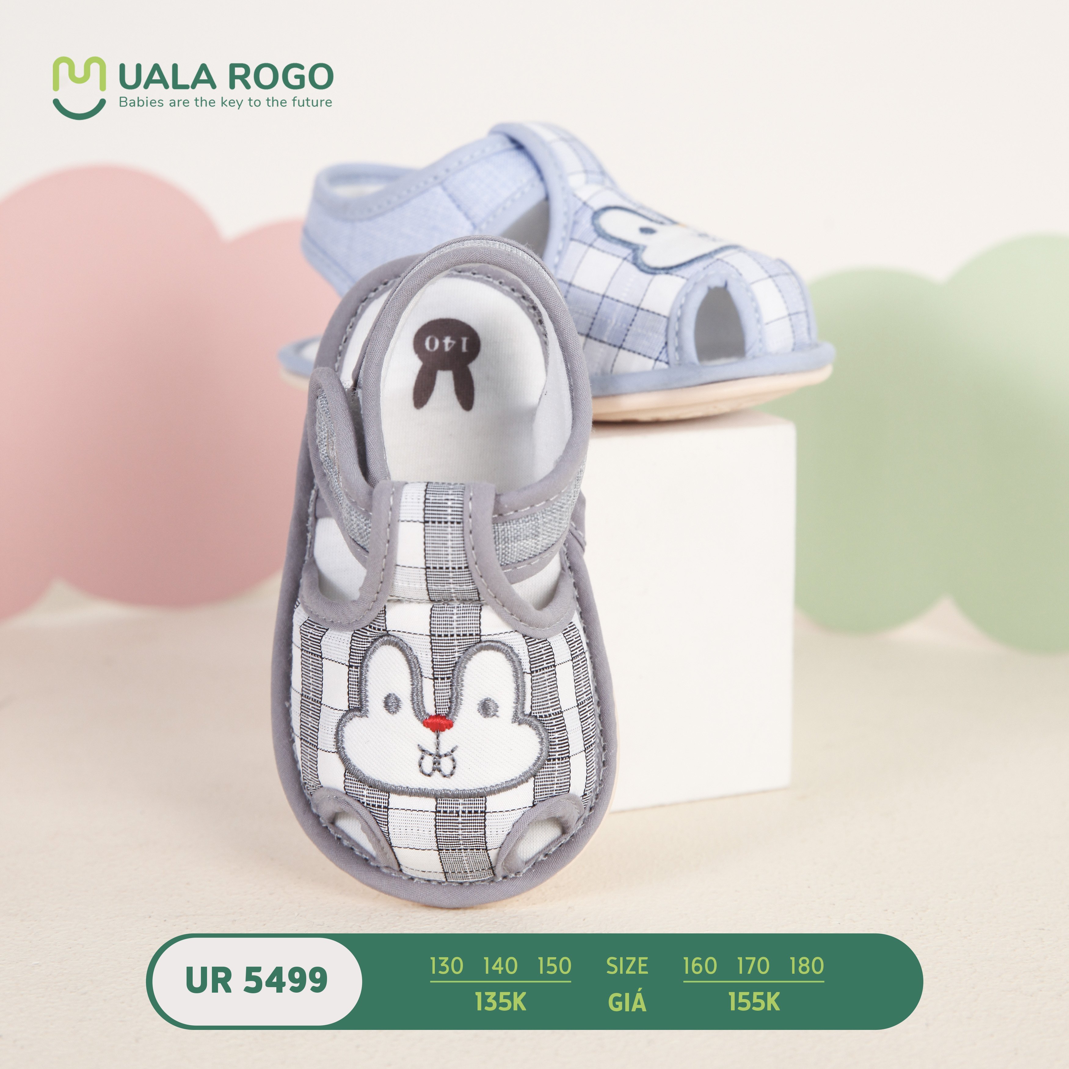 UALA ROGO-Giày tập đi con thỏ 2 răng chuẩn y khoa đế cao su non chống trơn