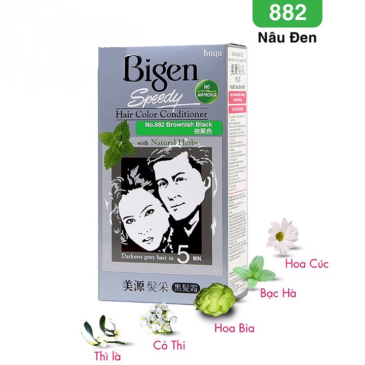 Thuốc nhuộm phủ bạc Bigen No.882 Brownish Black (Màu nâu đen) - Mẫu mới 2025