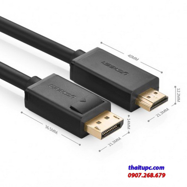 Cáp Displayport to HDMI Ugreen 10202 dài 2M Cao cấp