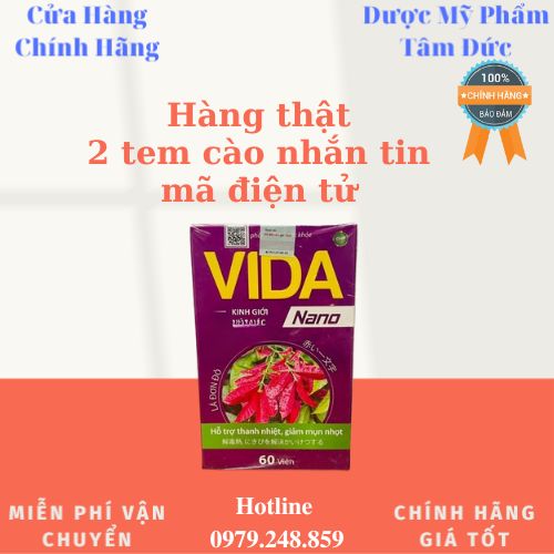 Vida Nano hỗ trợ viêm da cơ địa, hộp 60 viên