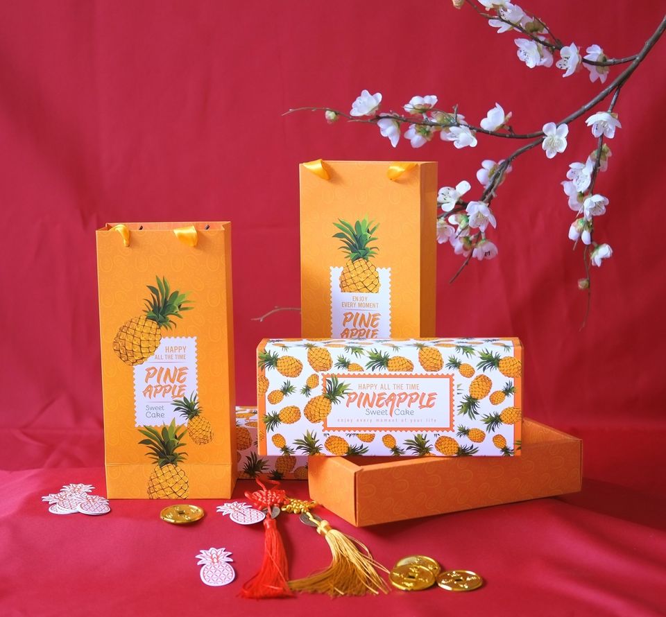 Hộp đựng bánh Dứa Mèo Thần Tài Vạn Phát set 5 hộp