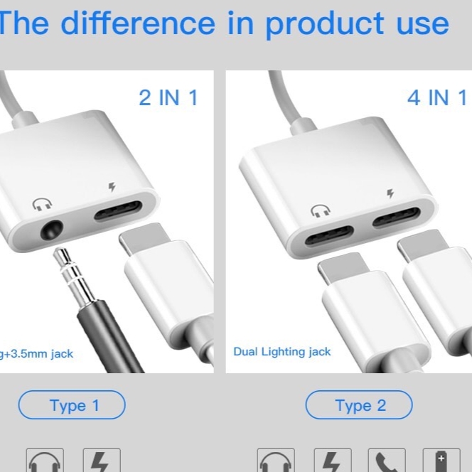 Jack Cáp Chuyển Đổi Tai Nghe Sang 3.5mm và Lightning (2 in 1, )
