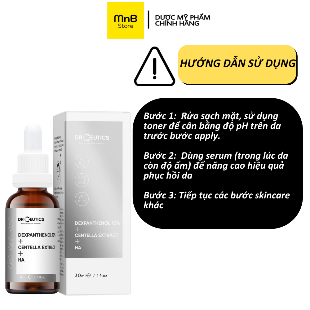 Serum B5 DrCeutics Dexpanthenol 10% Centella Extract HA cấp ẩm và phục hồi da 30ml 100ml
