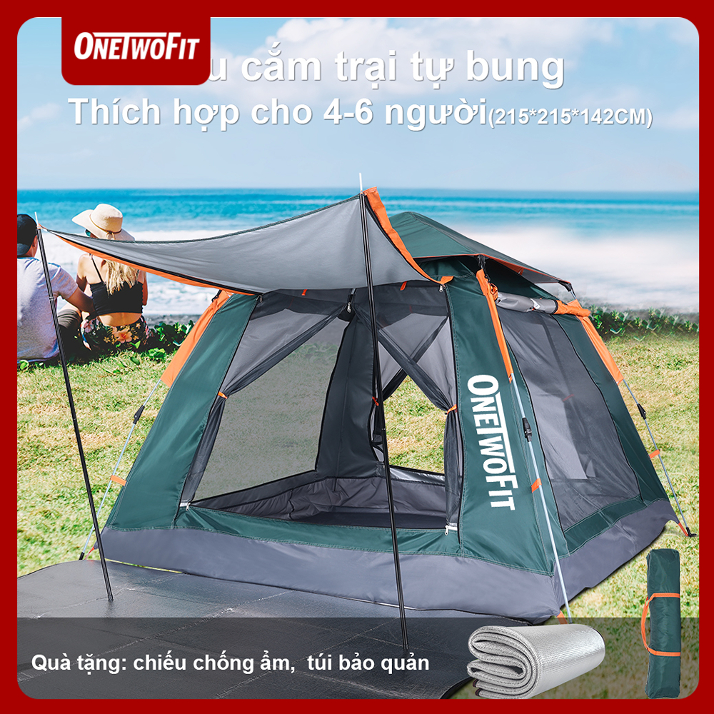 OneTwoFit OT039801Lều cắm trại tự bung , lều du lịch dã ngoại dành cho 4-6 người, chống thấm nước, chống tia UV