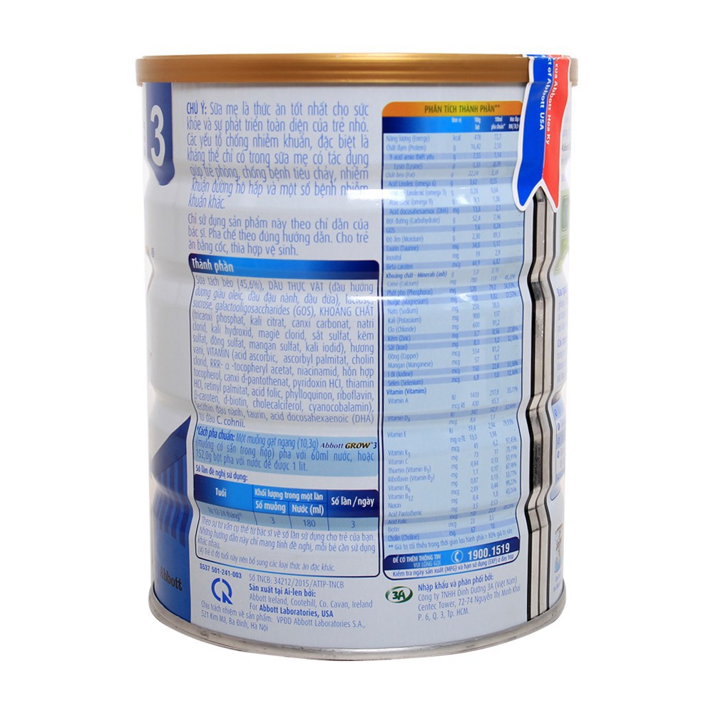 Sữa bột Abbott Grow 3 - 900g