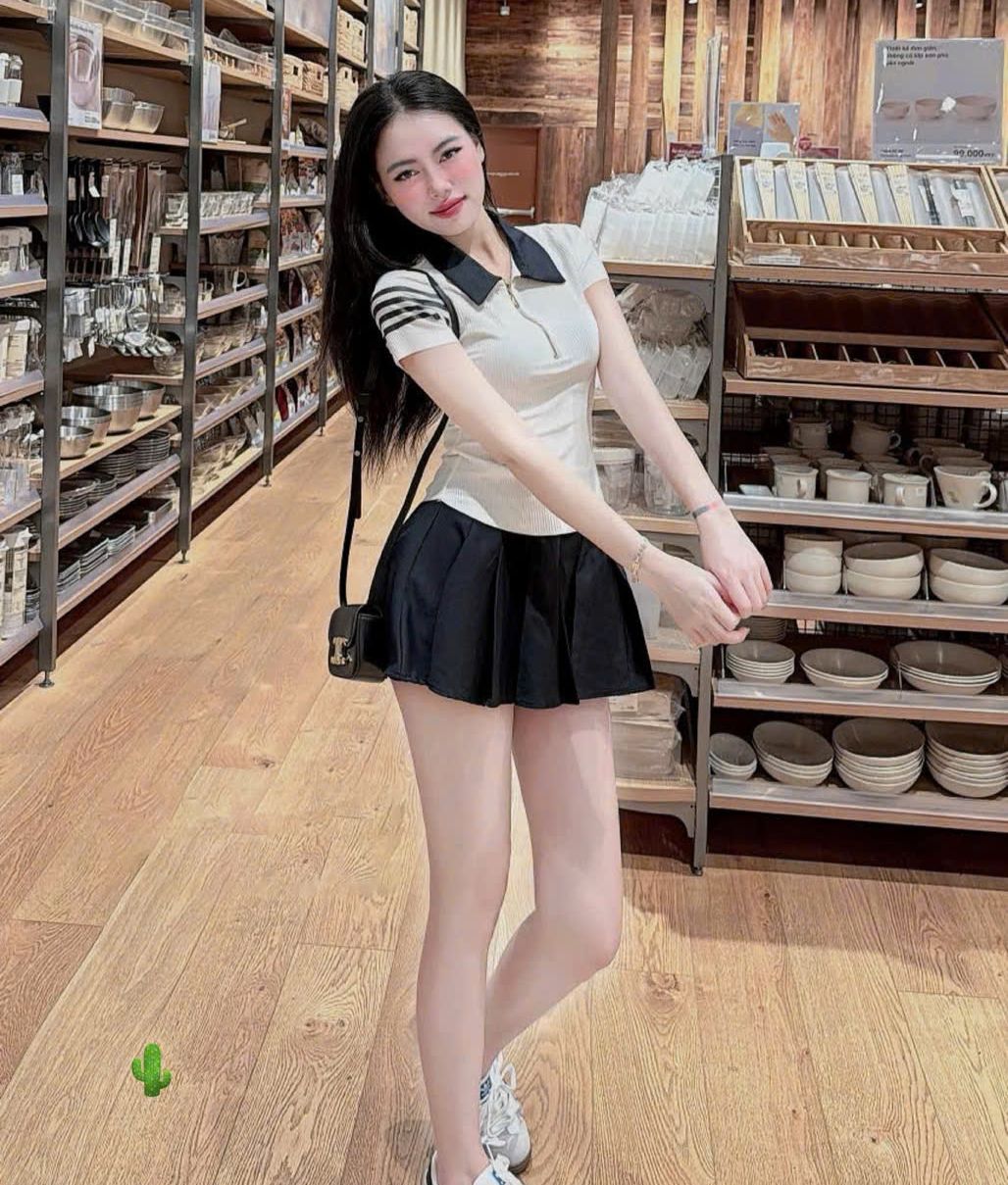 (FREE SHIP) Set áo polo zip kéo + cv xếp li