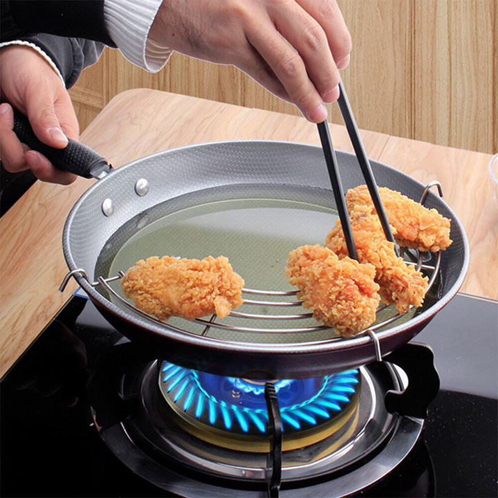 Vỉ gác chảo dầu,Vỉ gác chảo rán bằng inox cao cấp,Vỉ gác chảo chiên ráo dầu, chất liệu inox