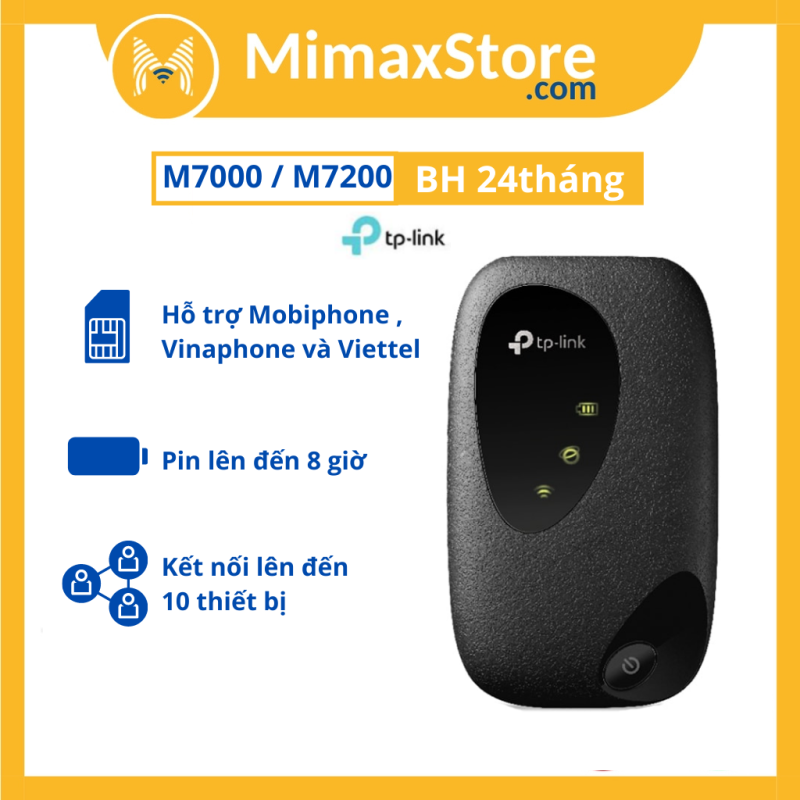 [Hoả Tốc - HCM] Thiết Bị Phát Wifi Di Động Tp-link M7000 / M7200 4G LTE Sim Mobi/viettel | Hàng Chính Hãng | Bảo Hành 24 Tháng | Mimax Store