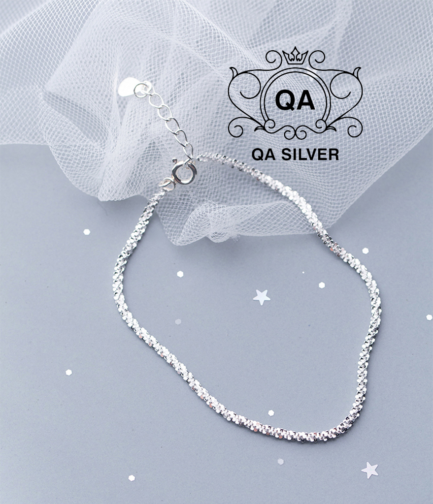 Vòng tay bạc 925 xù lắc nữ sequin trơn kim tuyến S925 TWIST QA SILVER Bracelet BR190702