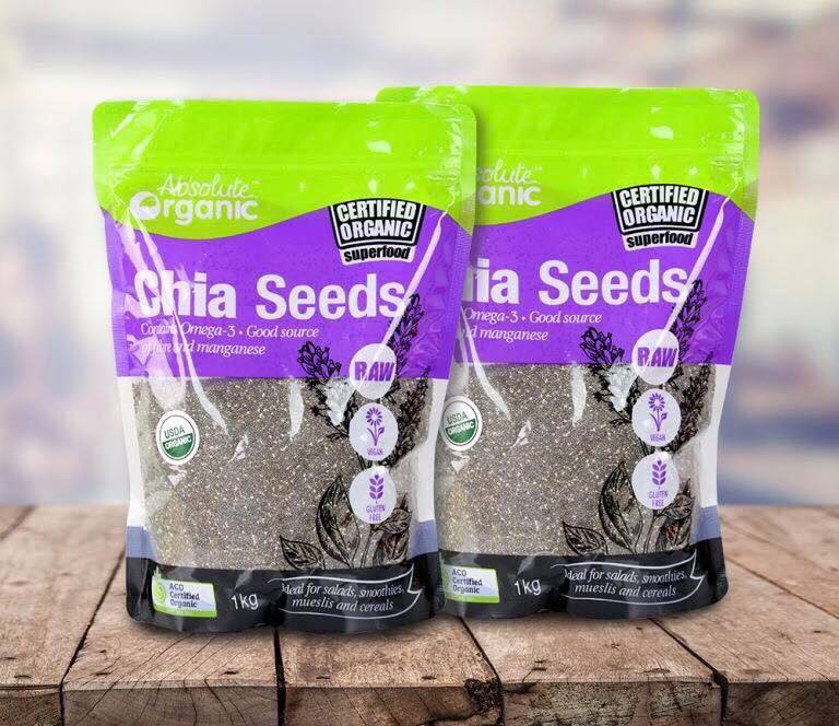 Combo 2 Túi Hạt Chia Úc Absolute Organic Chia Seeds - túi 1kg