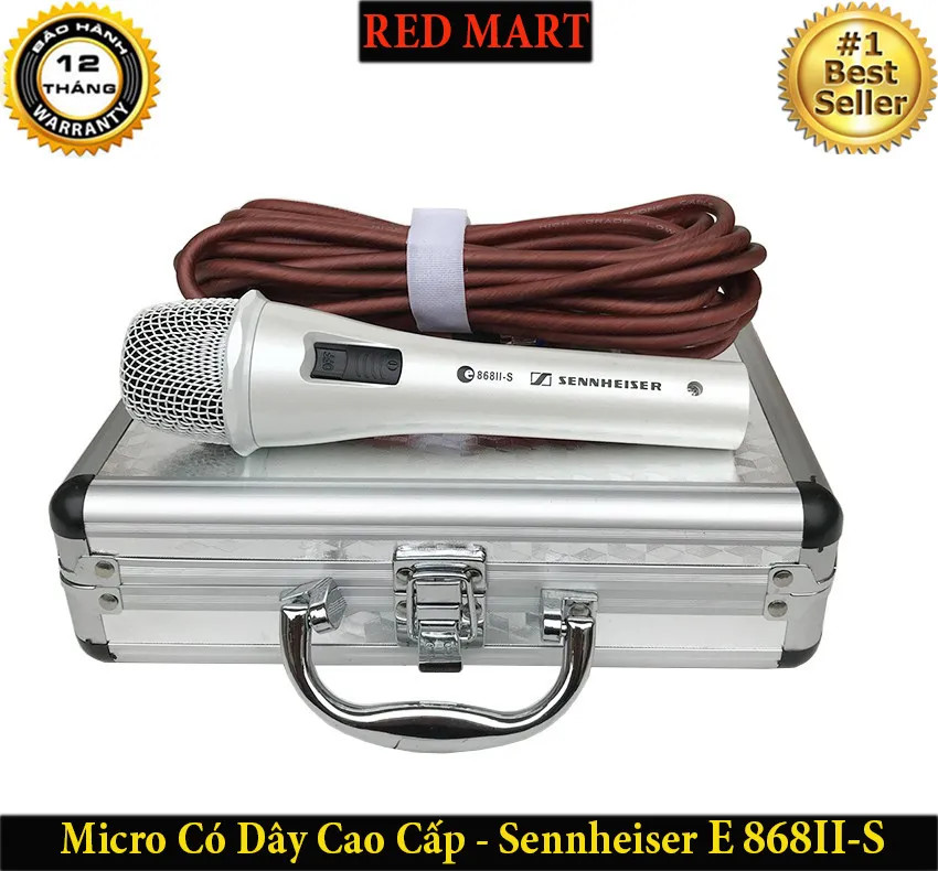 Micro Karaoke Sennheiser E 868II - Micro Có Dây Cao Cấp Giọng Hát Siêu Hay Lọc Âm Cực Tốt Chống Ồn Công Nghệ Super Cardioid Hiện Đại Tương Thích Với Các Loại Loa Và Amly, Dây Míc Dài 5m Siêu Bền, Bắt Âm Cực Tốt, Hát Nhẹ Chống Hú Tốt