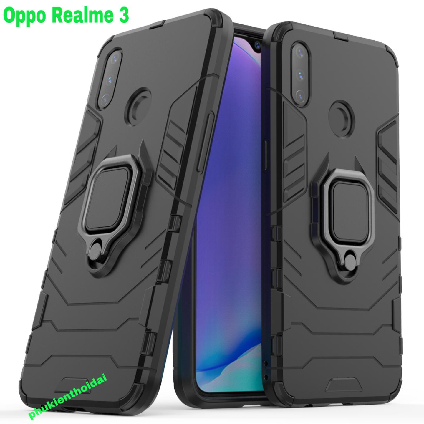 Ốp lưng Oppo Realme 3 chống sốc Iron Man Iring cao cấp siêu bền giá đỡ mặt lưng