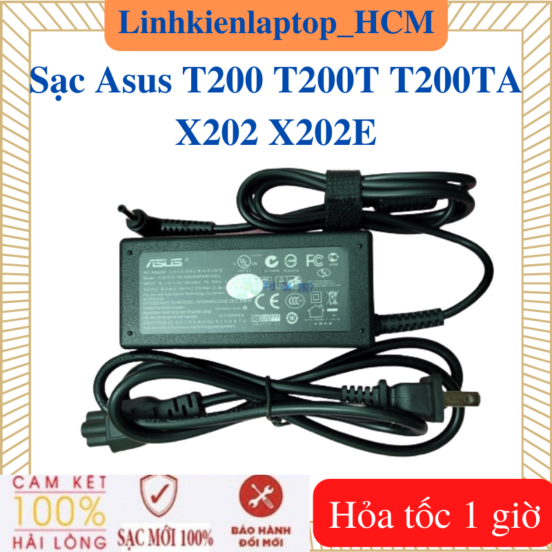 Sạc laptop asus t200 t200t t200ta x202 x202e - sạc asus 19v - 2.37a / 3.42a - 45w / 65w chân nhỏ