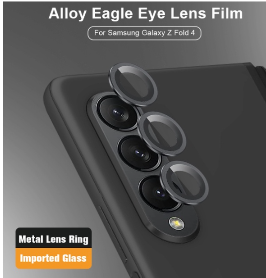 Bộ 3 dán bảo vệ mắt camera cho Samsung Galaxy Z Fold 4, Z Fold 4 5G vành nhôm + kính siêu đẹp"