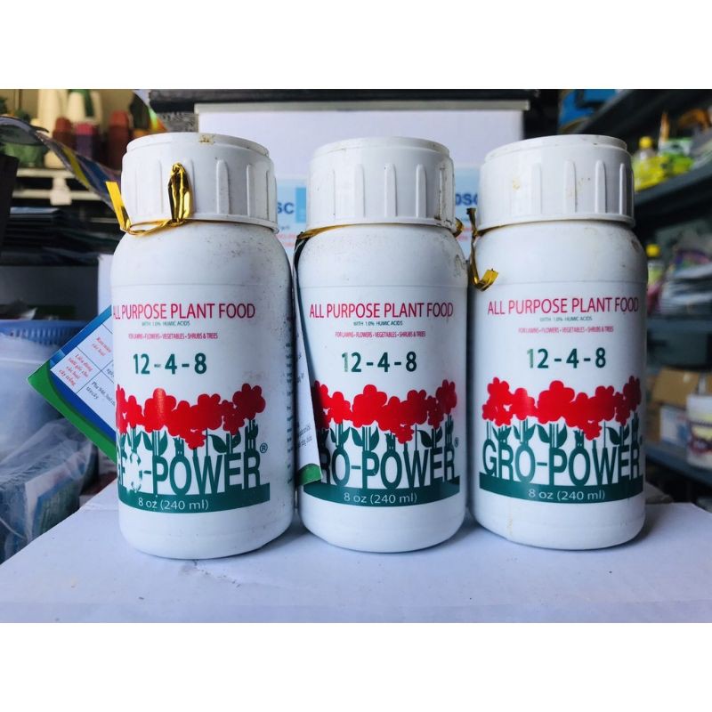 PHÂN BÓN KÍCH THÍCH TĂNG TRƯỞNG GRO POWER 12.4.8 CHAI 240ML