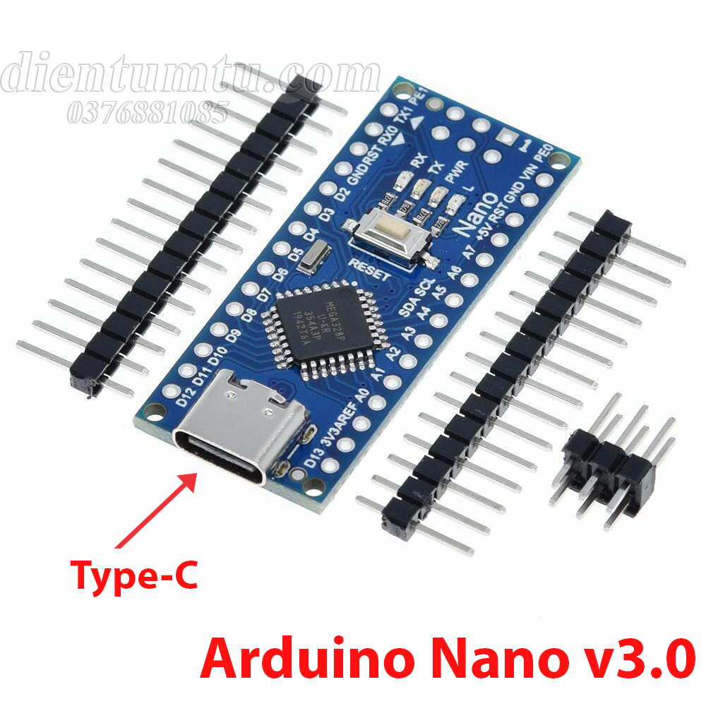Mạch Arduino Nano v3 Mini USB CH340  Atmega328P (Chưa hàn chân)