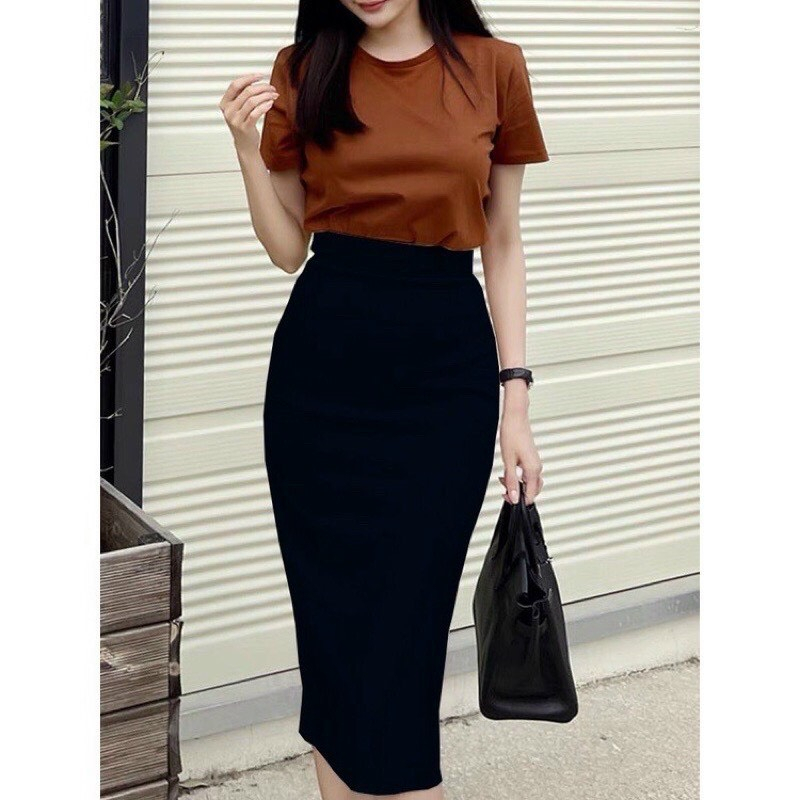 Chân váy bút chì dáng dài 70cm - chân váy công sở ôm thun hàn co giãn thoải mái