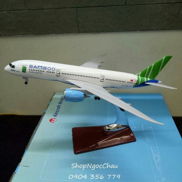 Mô hình máy bay tĩnh B787 Bamboo Airway 28cm có bánh xe