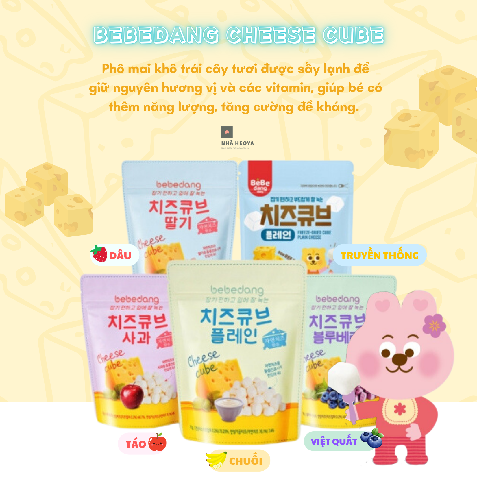 Sữa chua - phô mai khô hoa quả sấy lạnh bebedang 16gr