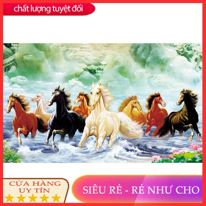 Tranh dán tường 3d phòng khách mã đáo