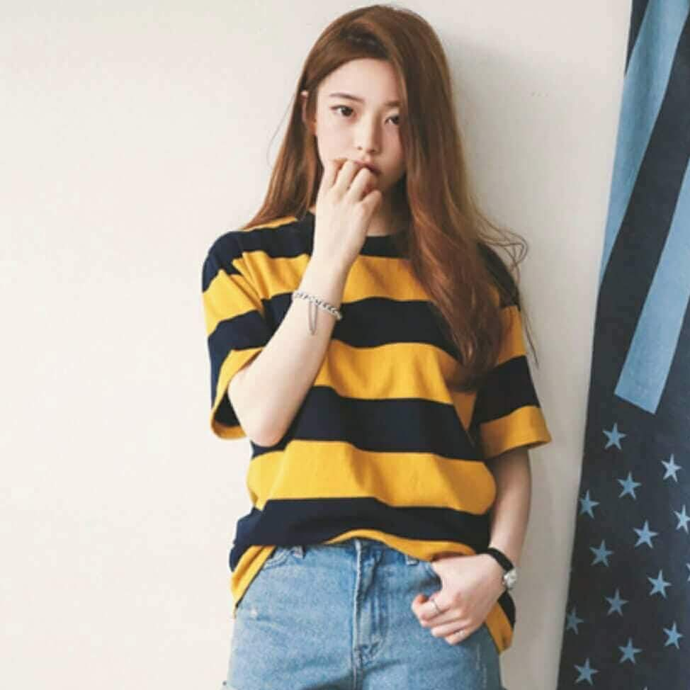 Áo thun nam nữ sọc ngang form rộng cực hot
