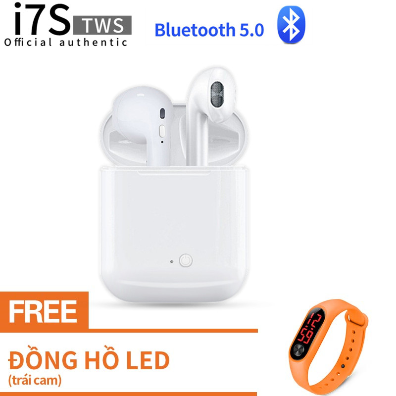 【 với Đồng hồ LED miễn phí】Tai Nghe Bluetooth I7S