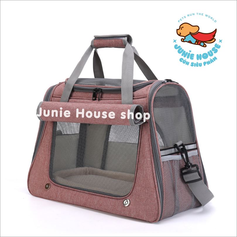 Giỏ vận chuyển chó mèo du lịch canvas hồng