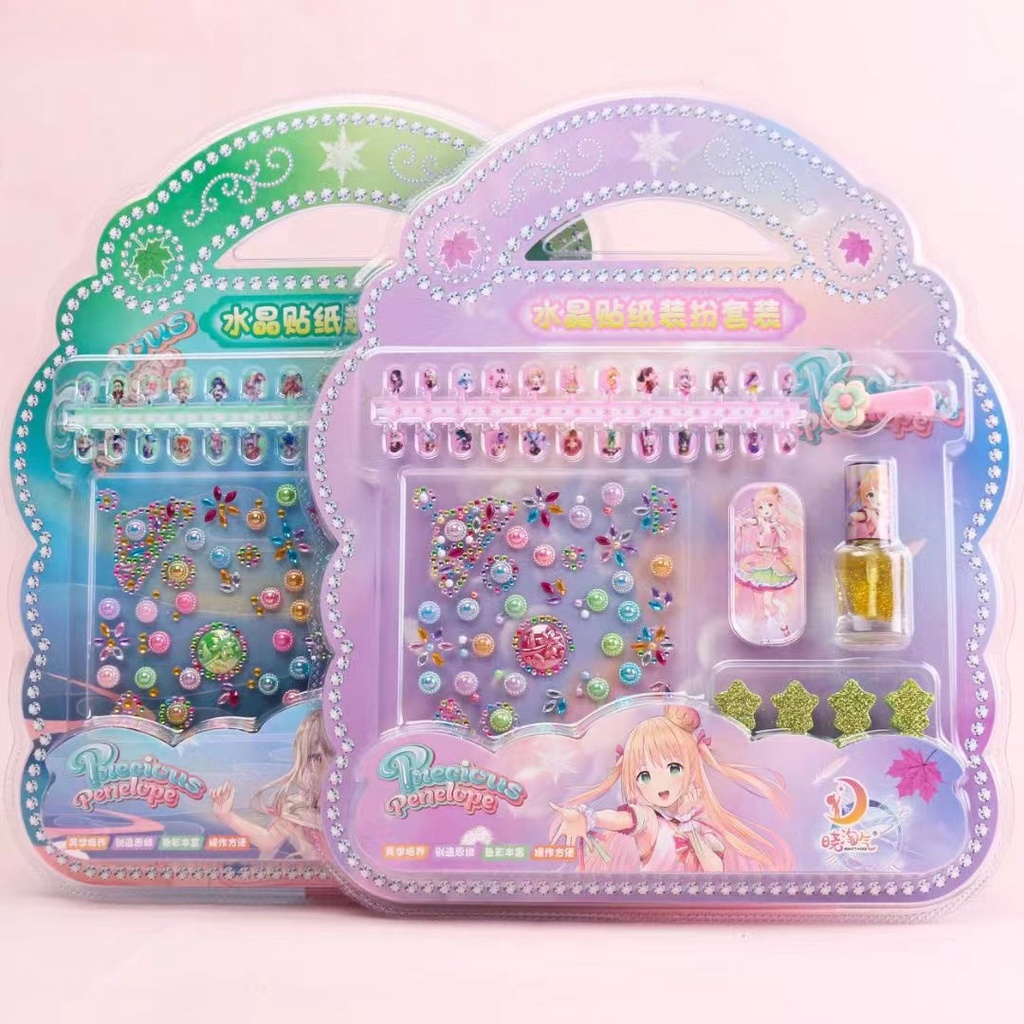 Bộ 24 móng tay giả kèm dán móng , sơn móng tay,kẹp tóc ,sticker phụ kiện cho bé