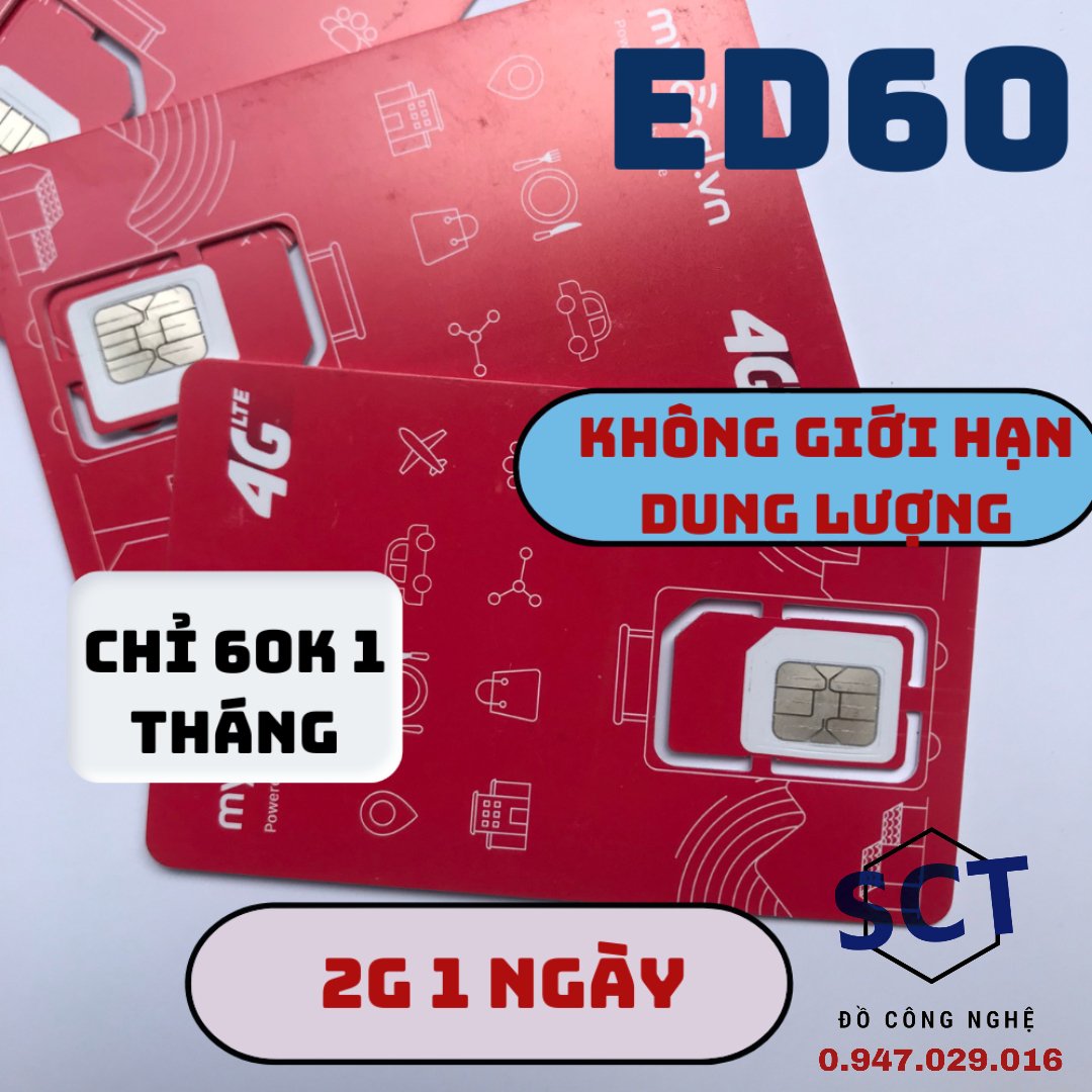 FREESHIP - CHƯA KÍCH HOẠT. SIM 4G MOBI ED60 FULL DATA MAX BĂNG THÔNG