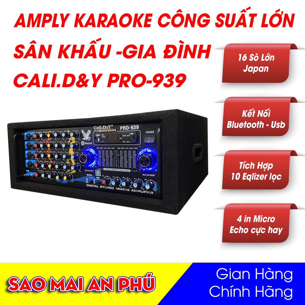 [ Bán chạy nhất ] Ampli 16 sò Toshiba, Amply nghe nhạc, Âm Ly BLUETOOTH Cali.D&Y PRO-939 hát karaoke gia đình hội trường sân khấu cực hay ( Tặng dây AV kết nối )
