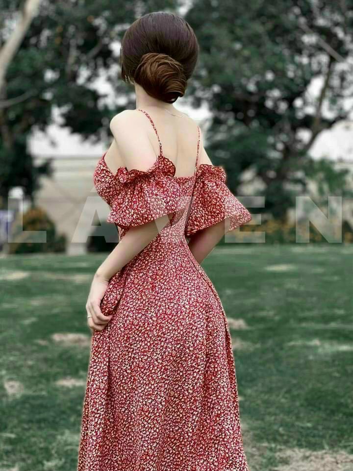 [Đầm mới] đầm maxi lụa hoa hai dây có mút ngực kiểu đầm maxi tiểu thư chất lụa dày dặn mịn da thời trang thiết kế LANCHI