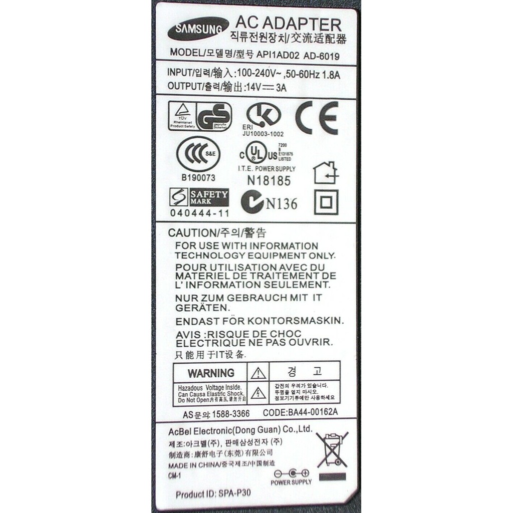 [Sạc zin] Sạc Màn Hình Samsung 14V - 3A