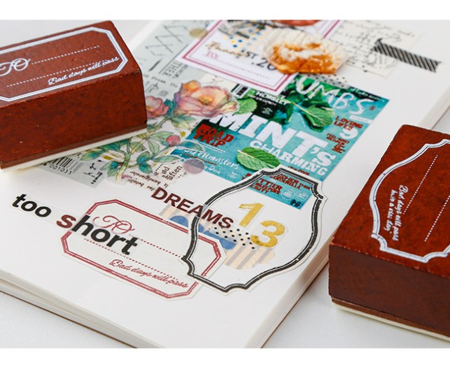 Con dấu gỗ khung viền vintage chất lượng Be Tiny Stationery