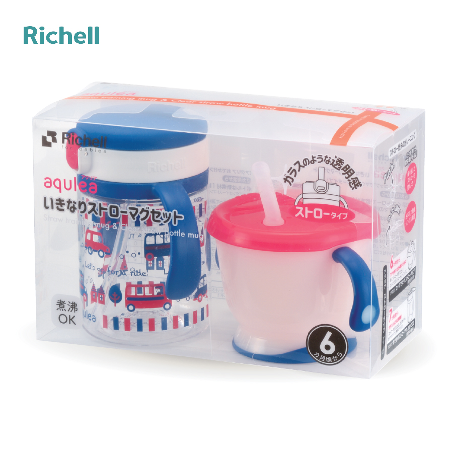 BỘ CỐC TẬP UỐNG VÀ BÌNH ỐNG HÚT RICHELL (XANH)