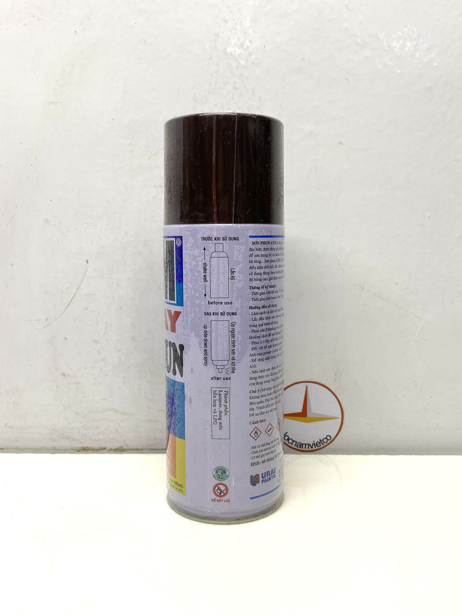 Sơn phun, sơn xịt ATM màu nâu socola A265 400ml