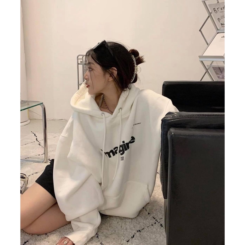 Áo Hoodie nỉ Imagine Form Rộng Phong Cách Basic Samsam4896