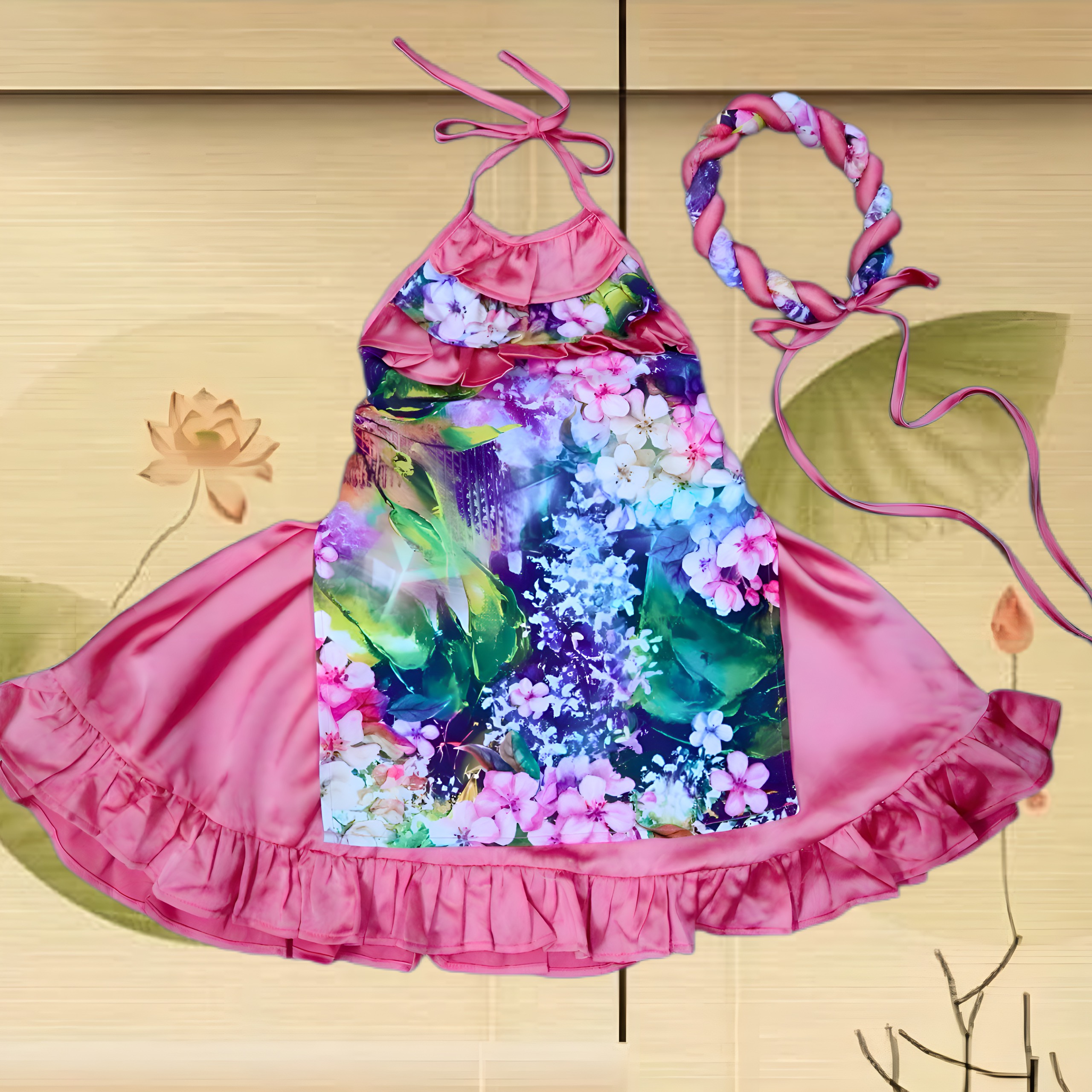 Đầm yếm cho bé gái kèm mấn