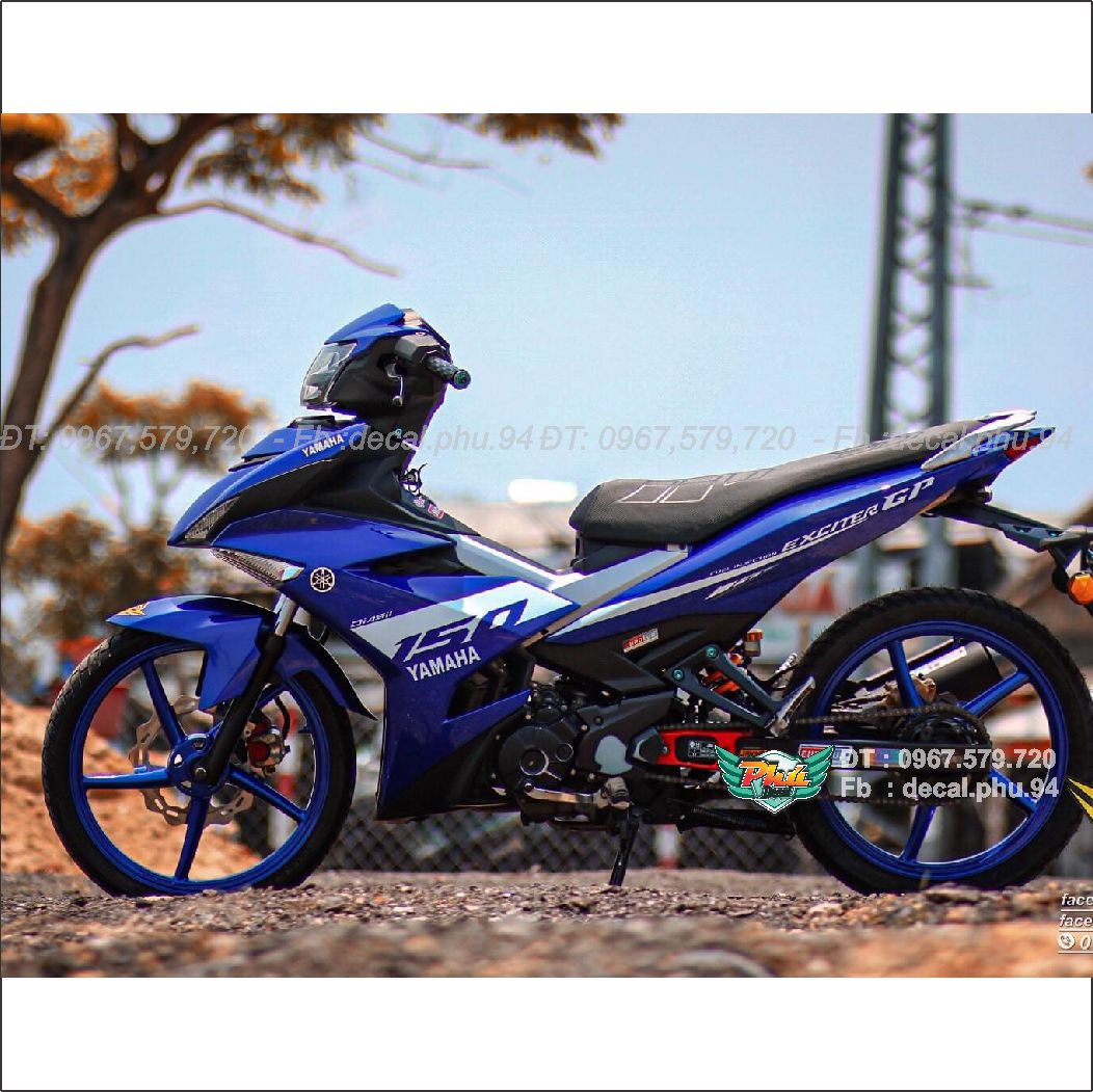 Tem rời exciter 150 trắng xanh gp