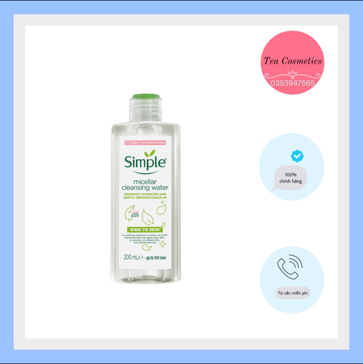 Nước tẩy trang Simple Kind to Skin Micellar Cleansing Water