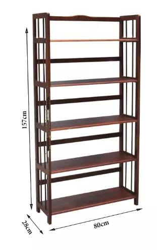 5-Tier Rubber Wood Bookshelf