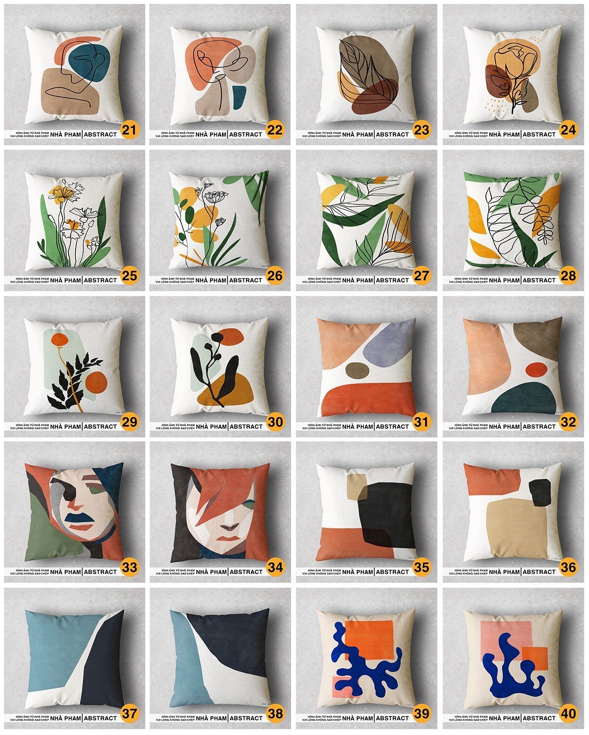 Vỏ Gối Trang Trí Sofa ABSTRACT (No1-No40) (45x45cm)