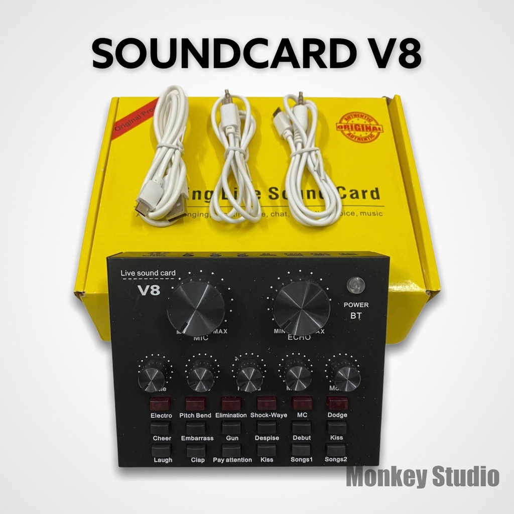 Mic Livestream | Micro thu âm Sound Card V8 + Mic BM900 Hát Livestream Điện Thoại Chuyên Nghiệp, Monkey Studio