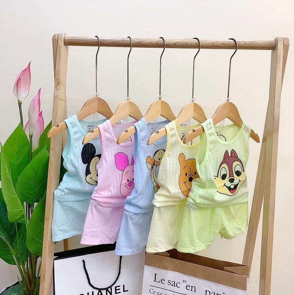 combo 4 bộ ba lỗ vải cotton giấy cho bé 4-12kg